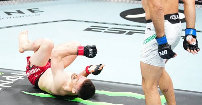 Kauê Fernandes Delivers Explosive Leg Kick TKO to Topple Harry Hardwick – UFC Paris Highlights