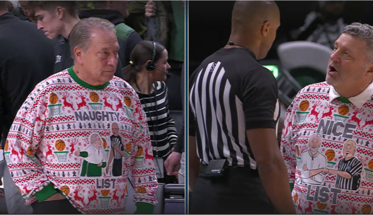 Tom Izzo Teases Ref With ‘Naughty List’ Ugly Christmas Sweater vs. Oakland