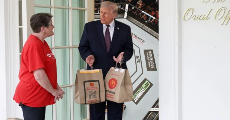 Donald Trump Gives White House UFC Update During Bizarre DoorDash McDonald’s Delivery