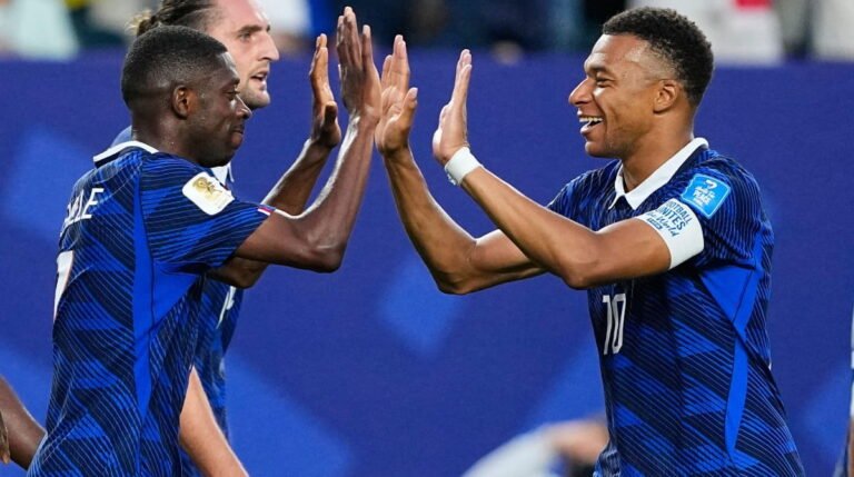 Report, result and goals as Mbappe scores two more during stormy World Cup clash